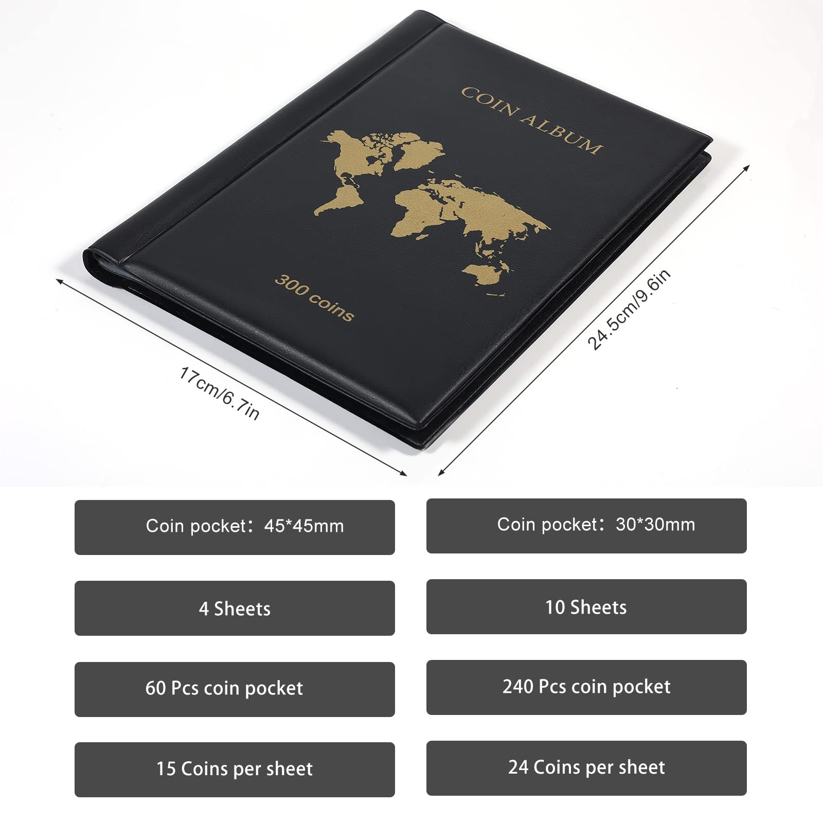 Aiex 10 Pagine/120 Tasche Portamonete Da Collezione Con Copertina