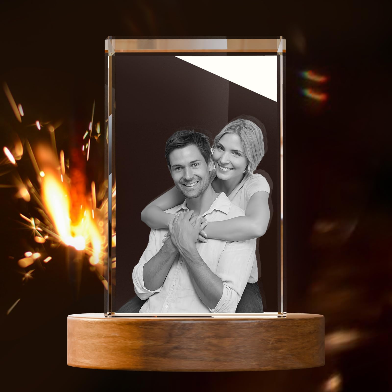 3D Crystal Photo, Mothers Day Gifts for Women Men Wife Husband Mom Father, Personalized Gifts with 3D Laser Etched, Engraved Inside the Crystal Using