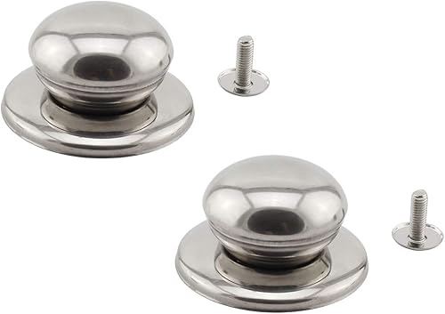 Paquete de 2 manijas universales para tapa de olla, mango circular de repuesto de acero inoxidable de 2.1 pulgadas, mango de tapa de olla