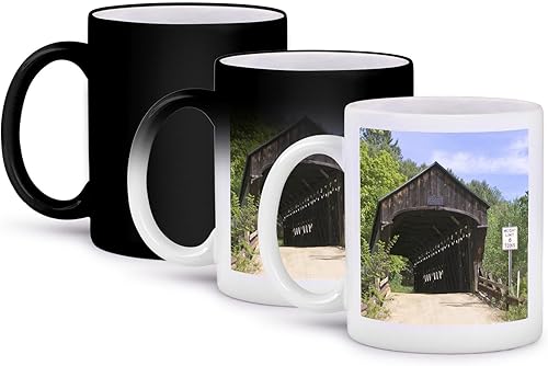 3dRose Worral, Vermont. Puente cubierto - US46 MDE0019 - Michael DeFreitas - Tazas (mug_95029_3)