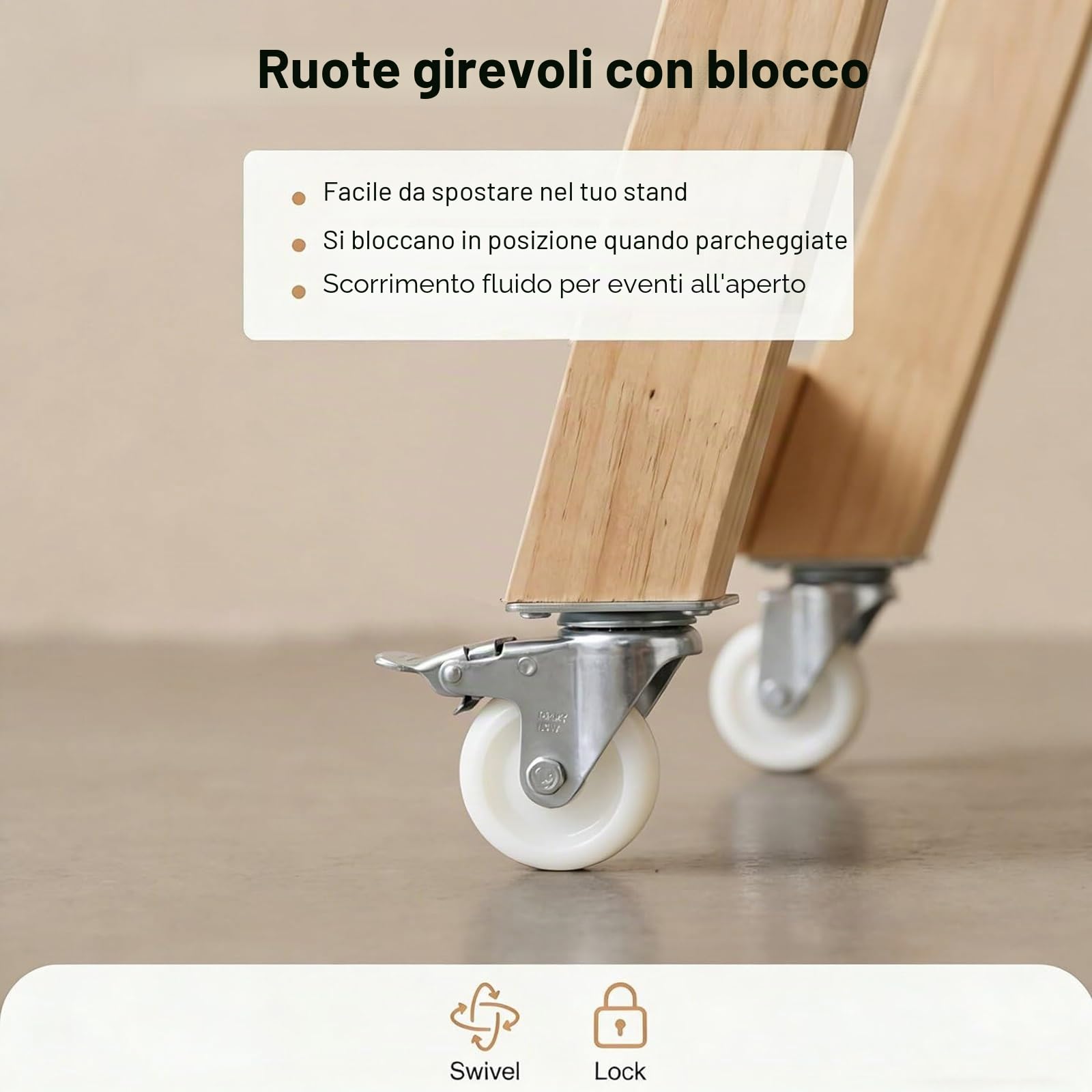 Carretto Ambulante in Legno Pieghevole con Tetto, Carretto per Venditori Ambulanti con Ruote per Festival e Spiagge, Eventi All'aperto, Street Food, Mercati, Portata 550 Libbre(White,150cm/59in)