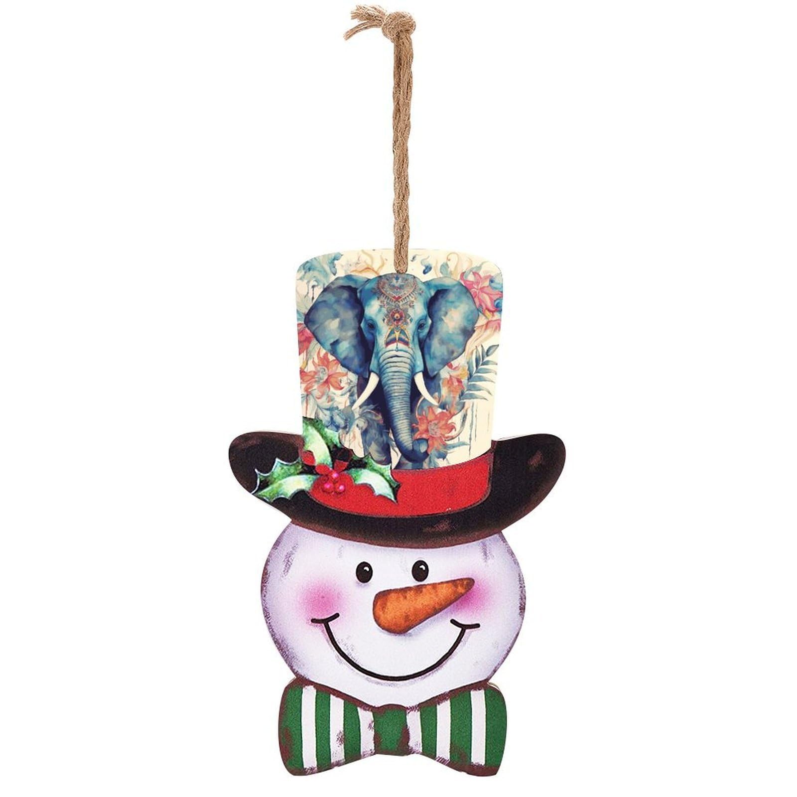 Peacock Feathers Elephant Snowman Decor Christmas Snowmans Hanging Decors Wooden Exquisite Holiday Decoration Sign for Home Window Wall Farmhouse Indoor Outdoo