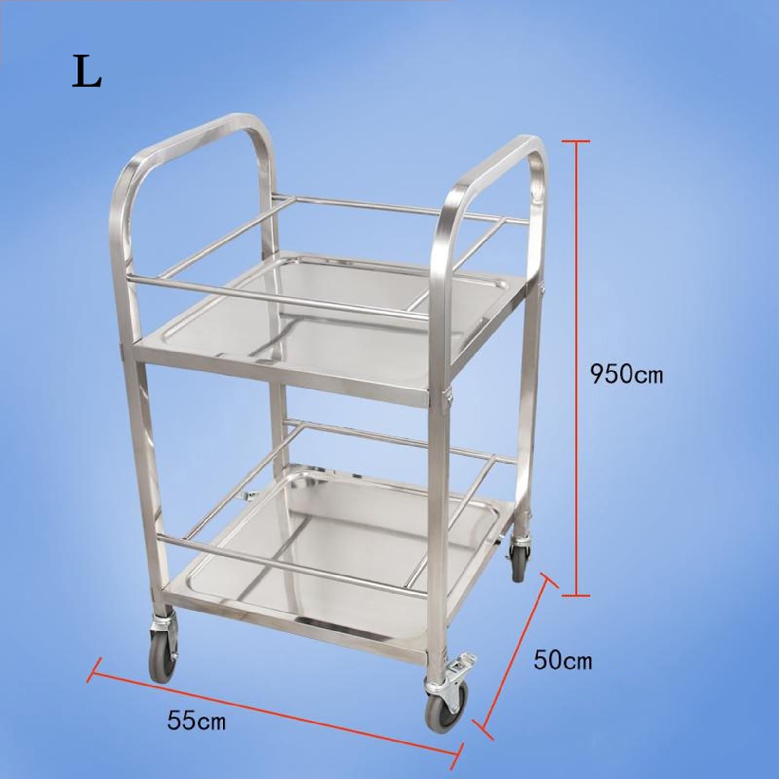 Verdickter Speisewagen aus Edelstahl, zweistufiger Lieferspeisewagen, mobiler Weinwagen for Hotelrestaurants(S)