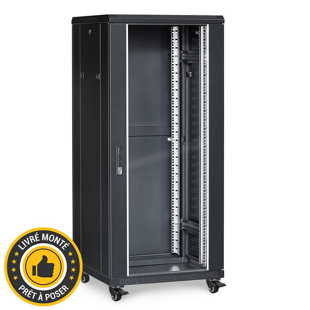 Waytex 37435M Armoire Baie de Brassage réseau 27U Noire 600x600 livrée montée