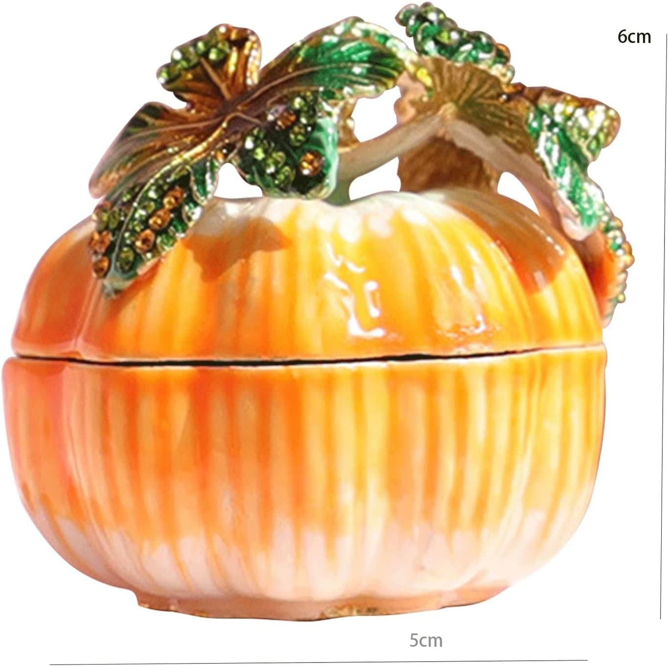 Caja de joyería pequeña, caja de almacenamiento de cerámica con forma de calabaza, contenedor, organizador de anillos, soporte for joyas, bandeja for platos, carro de regalo con diamantes de imitación