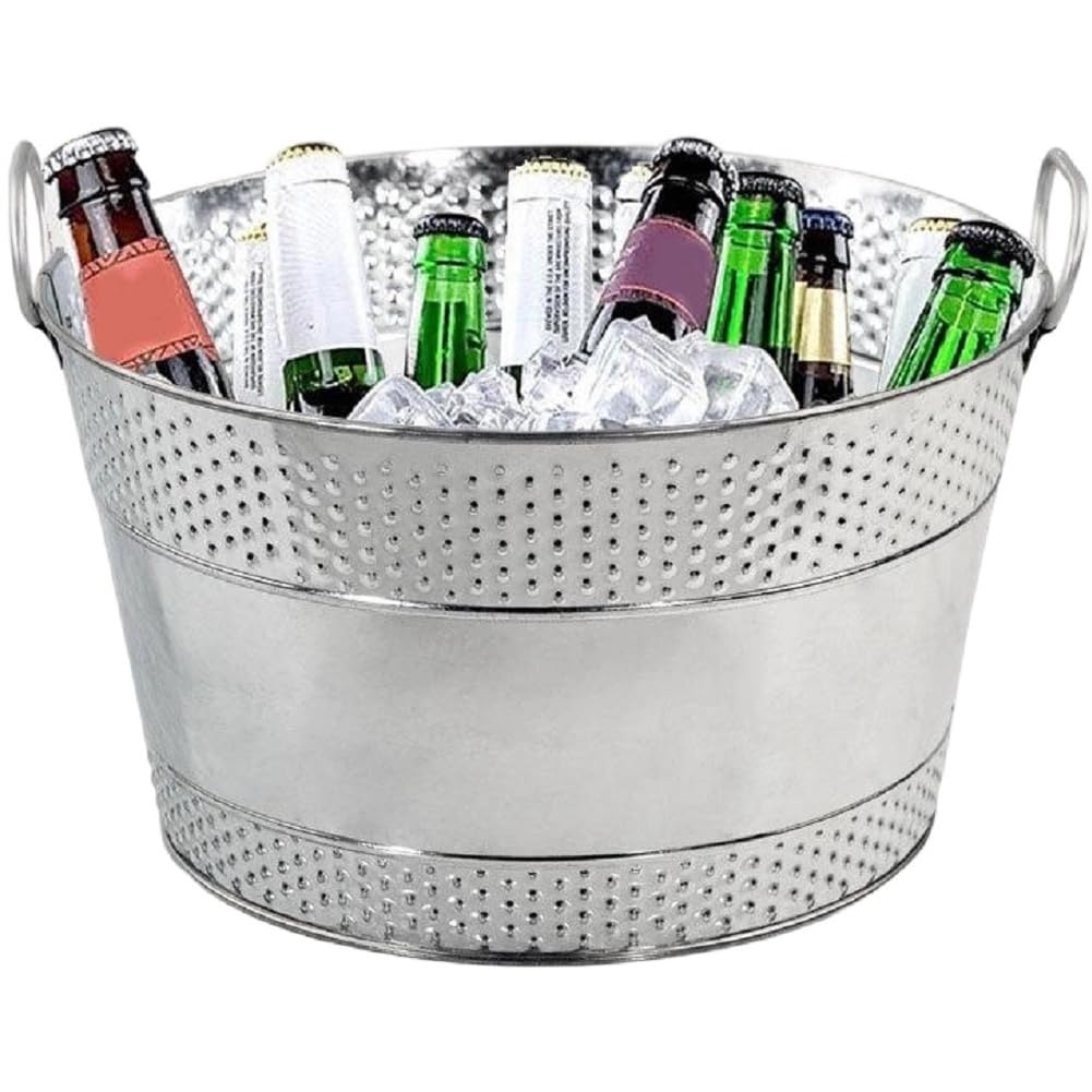 Aundhegrtt Bucket Metal Ice Bucket Champagne Cocktail Cooler Large Tub Beer Chilling Bucket for Home Party Swim Pool Party