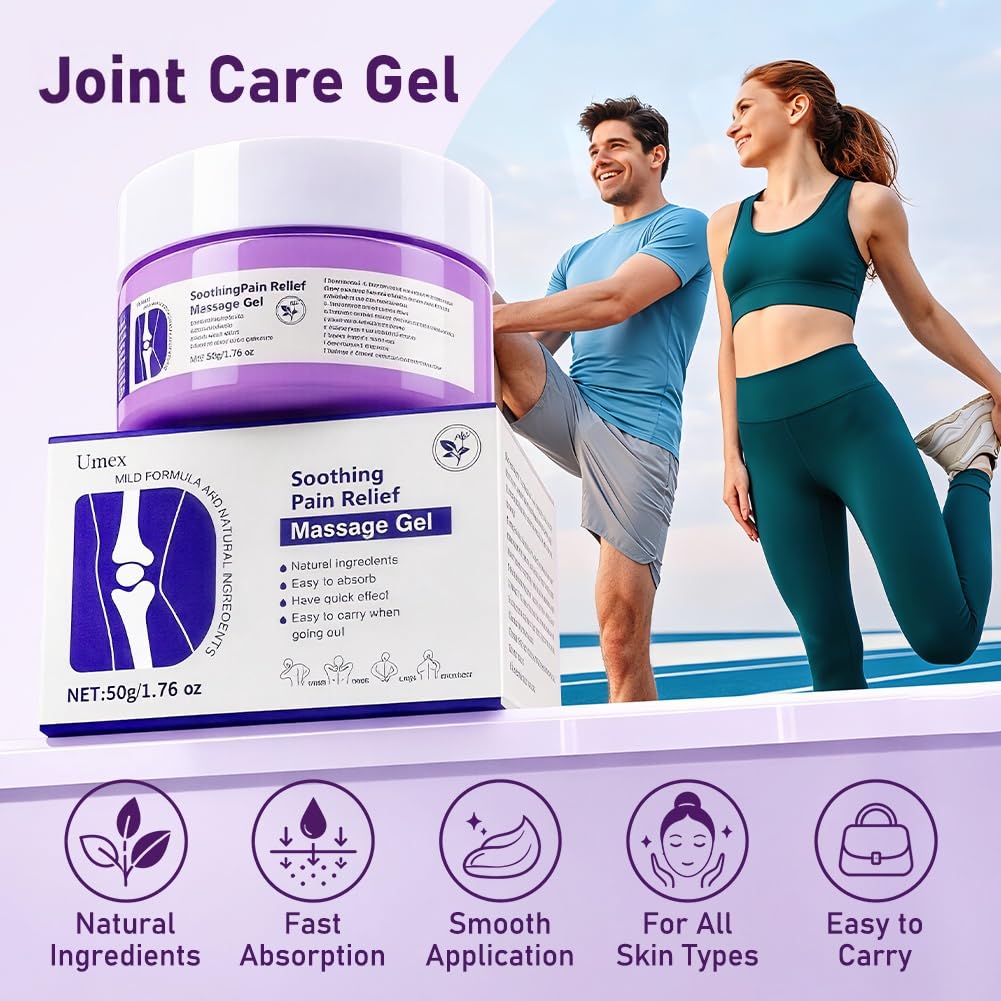 Umex - Gel per massaggio lenitivo per articolazioni, colore: viola lenisce ginocchia, collo, mani, piedi e schiena, confezione da 2