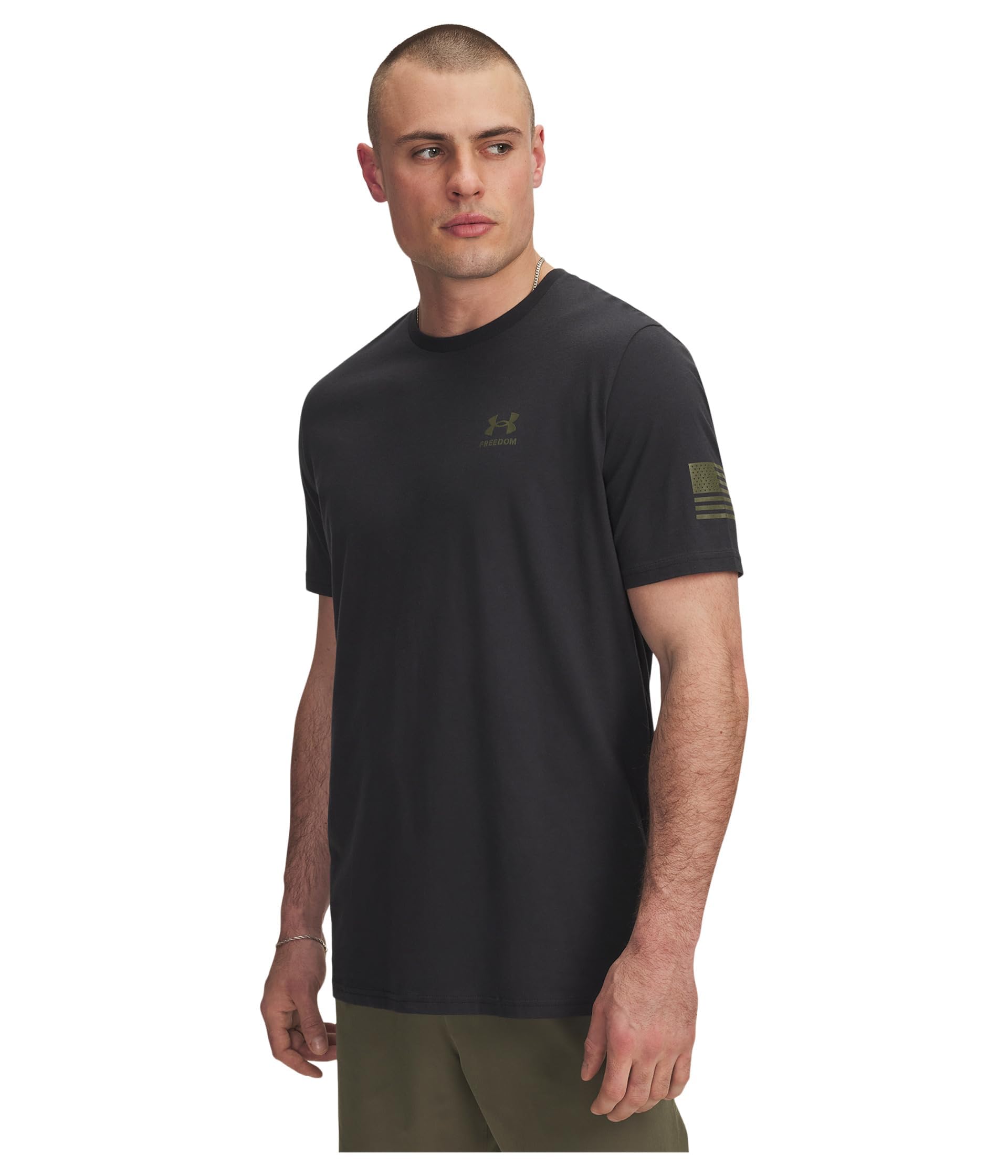 Under Armour Men's Freedom Flag Short Sleeve T Shirt, (003) Black / / Marine Od Green, Medium