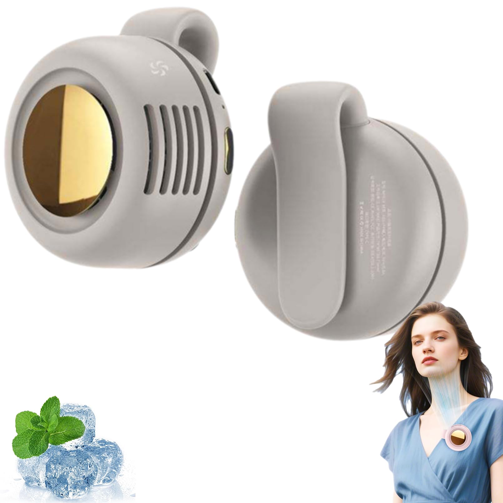 Portable Silent Mini Bladeless Electric Fan, 2025 New Mini Bladeless Fan Clip On, Adjustable 3-Speed Suspended Waist Fans, Suitable for Outdoor & Travel & Office (white)