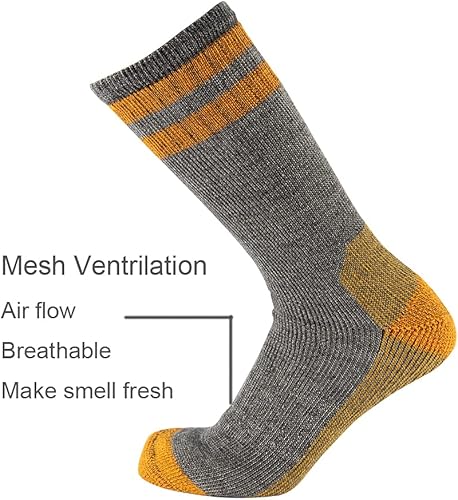 Miniatura 4 de Cerebro Calcetines de lana merino para hombre, calcetines acolchados a media pantorrilla que absorben la humedad, calcetines de senderismo para