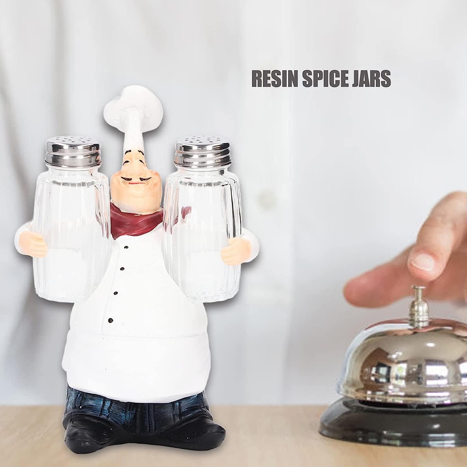 Pepper Shakers Set, Chef Statue Salt Shakers Set Hand Painted Vivid Details for Home
