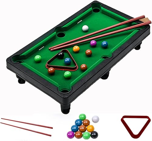 Mini mesa de billar juego de mesa de billar nuevo juguete de mesa de billar con bolas de tacos triangulares juego de juguetes para aliviar el estrés