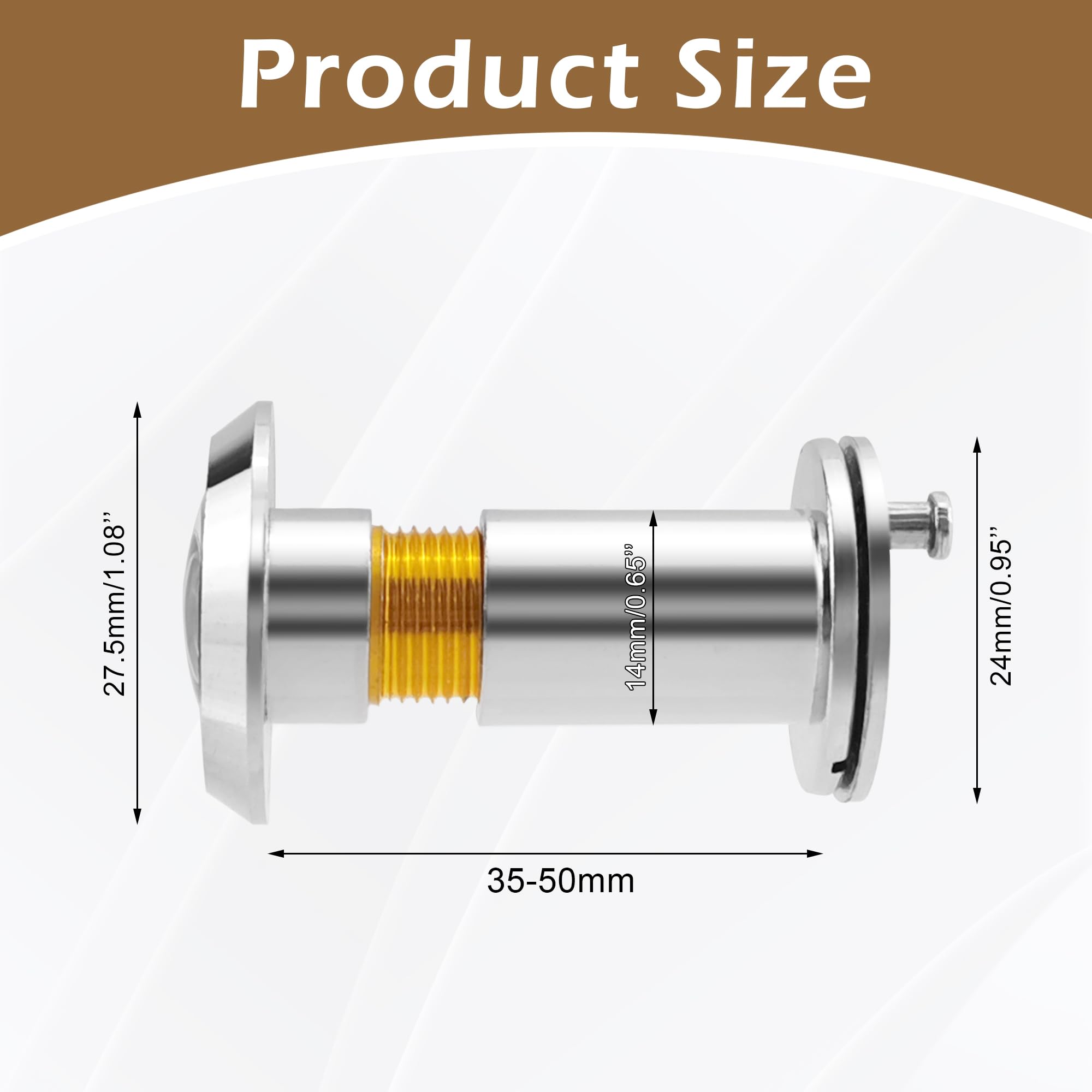 Desenda Door Viewer with Privacy Cover Peephole Viewer, 14mm Diameter 35-50mm Length Security Spy Hole - Image 2