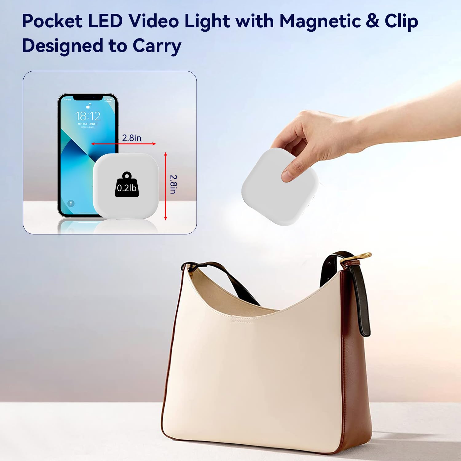 Mionondi Mini magnetyczna lampka do selfie do telefonu, klips na światło, kompatybilna z iPhone'em Magsafe, kieszonkowa lampka do tabletu, laptopa, komputera, powiększenia, rozmowy wideo, TikTok,