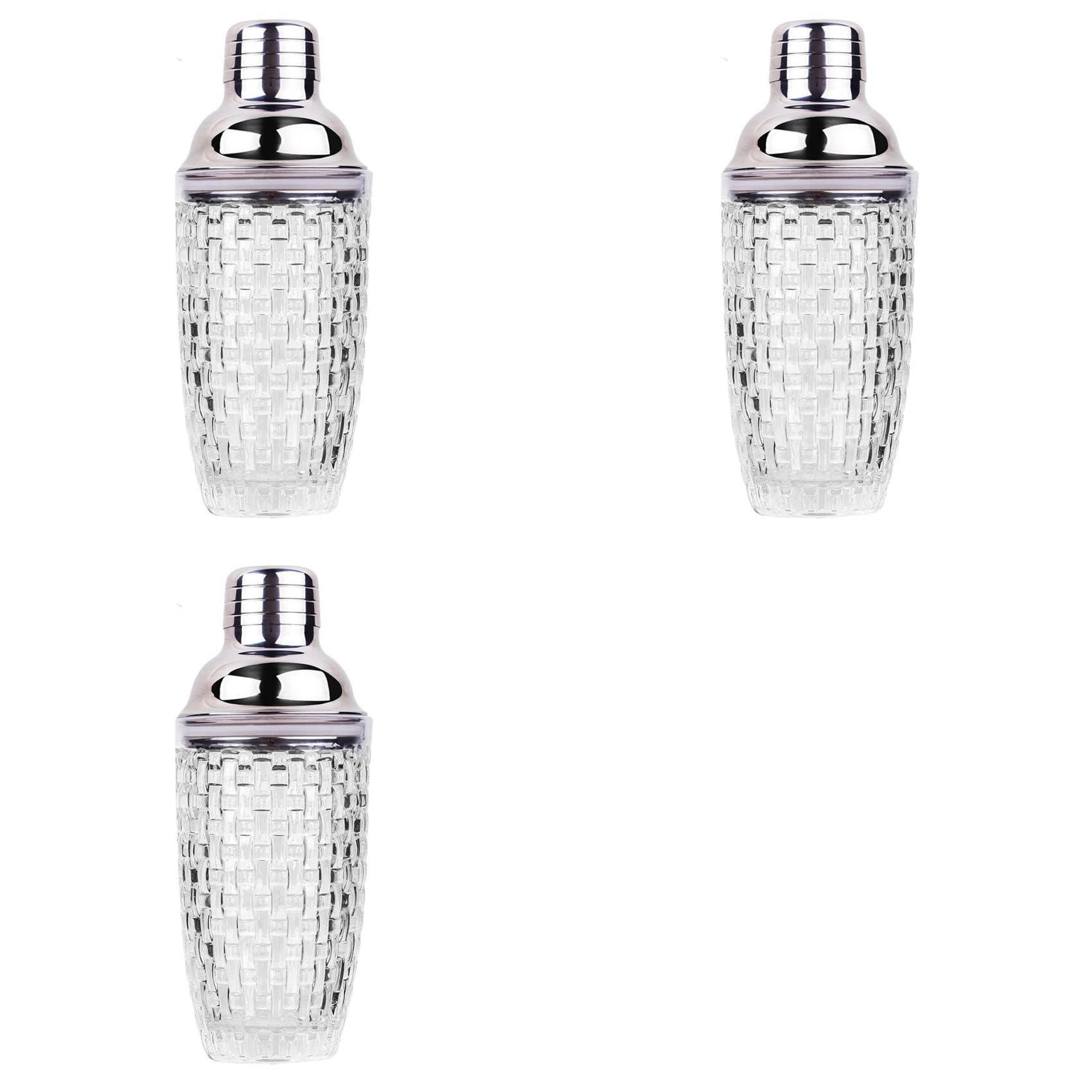 Hndhbfgrt 3X 13Oz Glass Cocktail Shaker Set - Glass Shaker for Cocktails, Drink Shakers Cocktail and Cocktail Shakers Silver