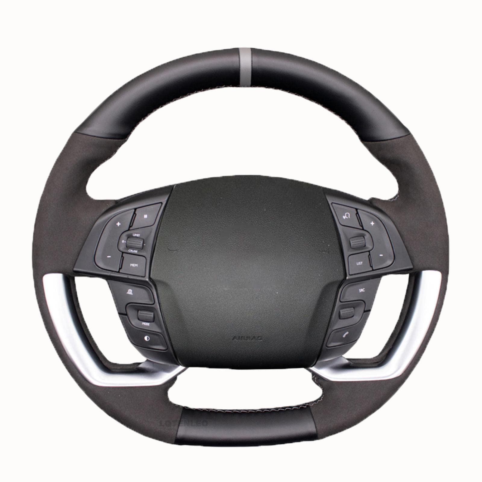 ZULOW Funda para Volante para Citroen para Grand C4 Picasso 2013-2020 para Grand C4 SpaceTourer 2018-2022 Funda para Volante de Coche de Gamuza Genuina Negra