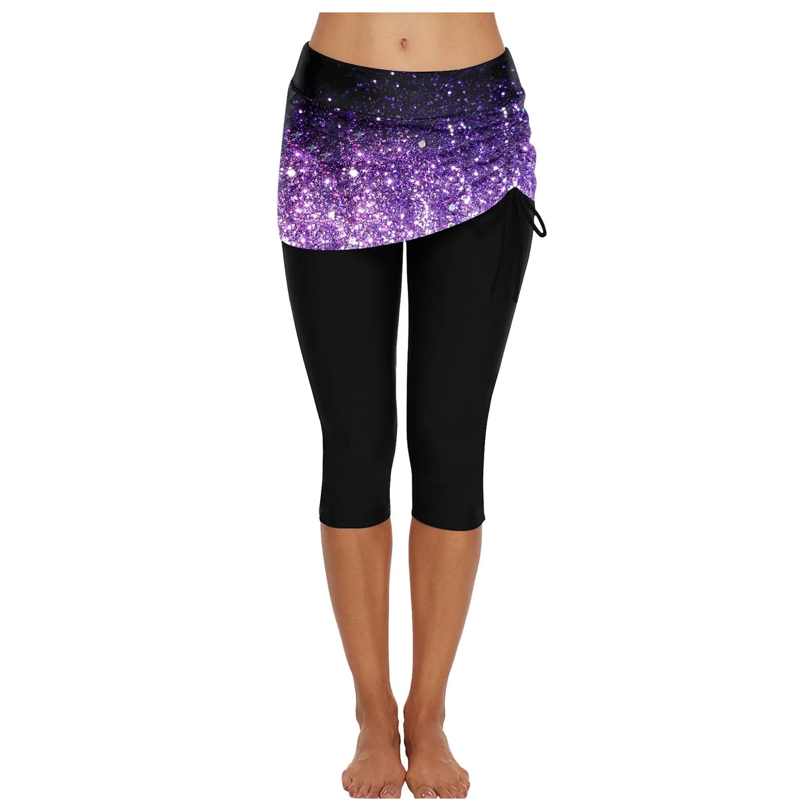 Generico Pantaloncini Costume Donna Vita Alta Arricciato Lunghi Attillati Piscina Pantaloncini da Bagno Modellante Mare Short da Bagno Spiaggia Bikini Pantaloni Sportivi Estivi