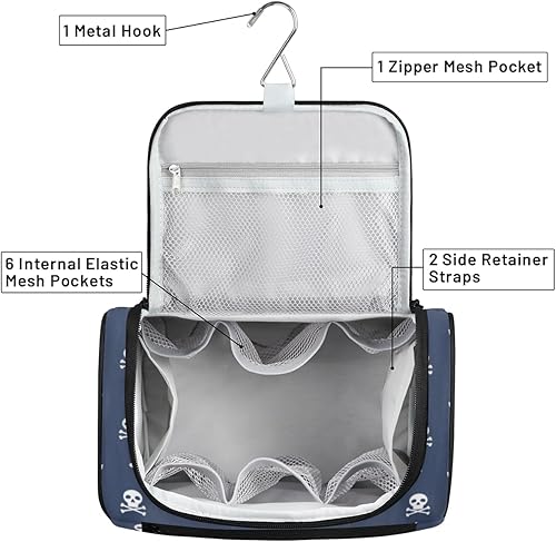 Miniatura 5 de Skull Interesting Toiletry Bag for Women Travel Makeup Organizer with Hanging Hook Traveling Cosmetic Bags for Toiletries Accessories