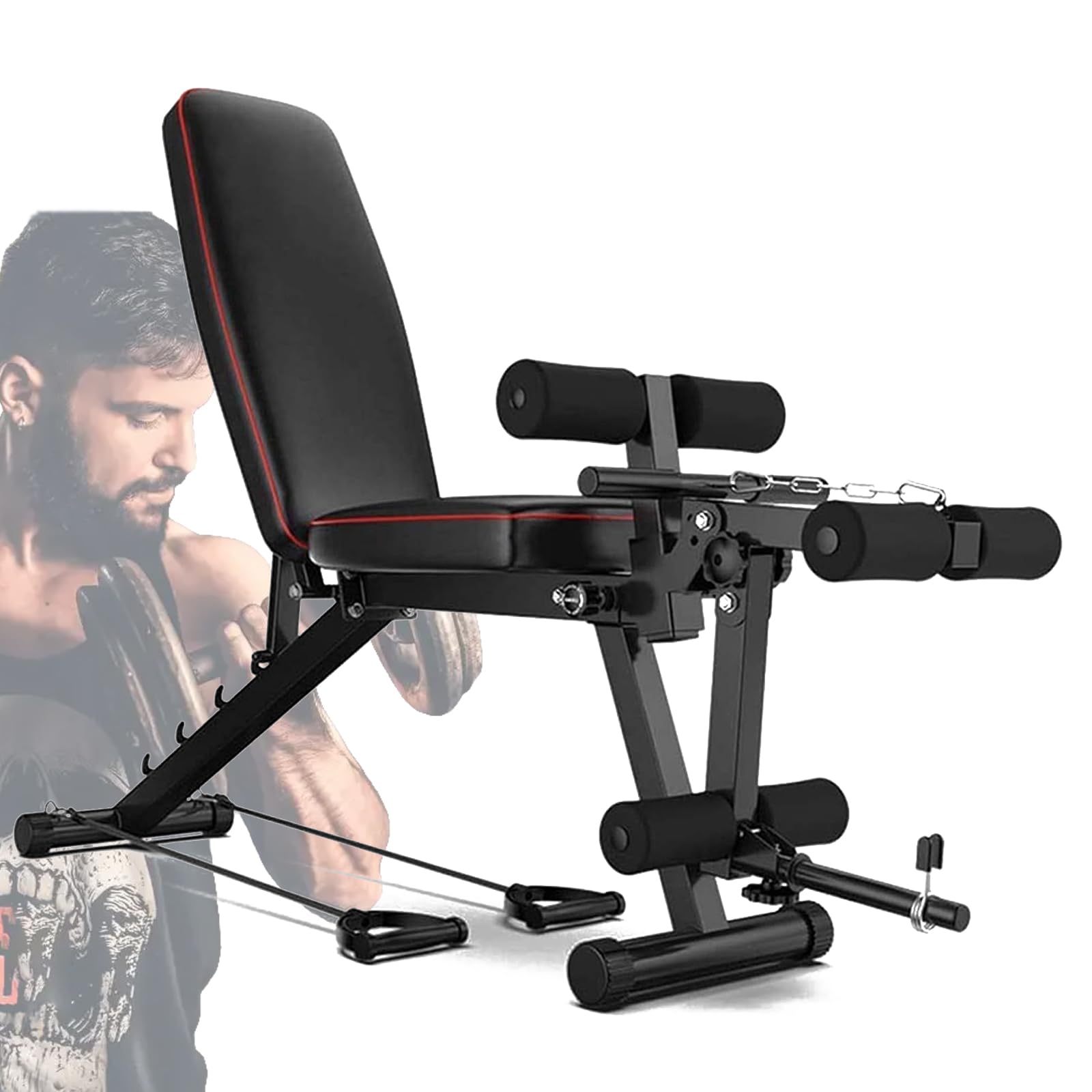 Banco Musculación，máquina De Gimnasio Ajustable，banco De Abdominales，maquina De Musculacion，Para Deporte En Casa，Capacidad De Carga: 200 Kg Black,162 * 118 * 48CM