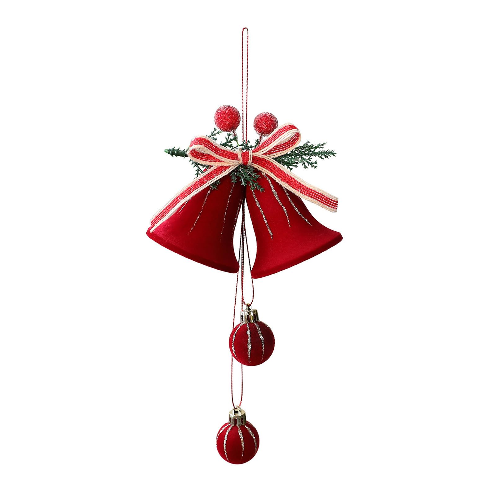 KAQNTUD Festival Bells Ornament Shatterproof Velvet Plastic Bells Christmas Tree Decoration for Mantle Window Decoration Christmas Bell
