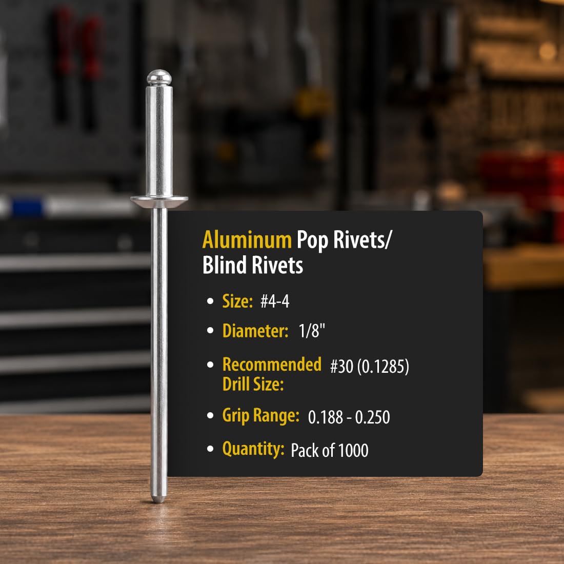 Aluminum Pop Rivets - 1000 Pack (#4-4) -2 Aluminum Pop Rivets - 1000 Pack (#4-4) -2