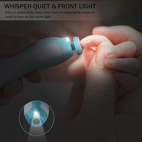 Miniatura 6 de Cortador de uñas eléctrico para bebés, lima de uñas eléctrica con luz, lijadora de uñas para uñas gruesas, cortaúñas para bebés para recién nacidos