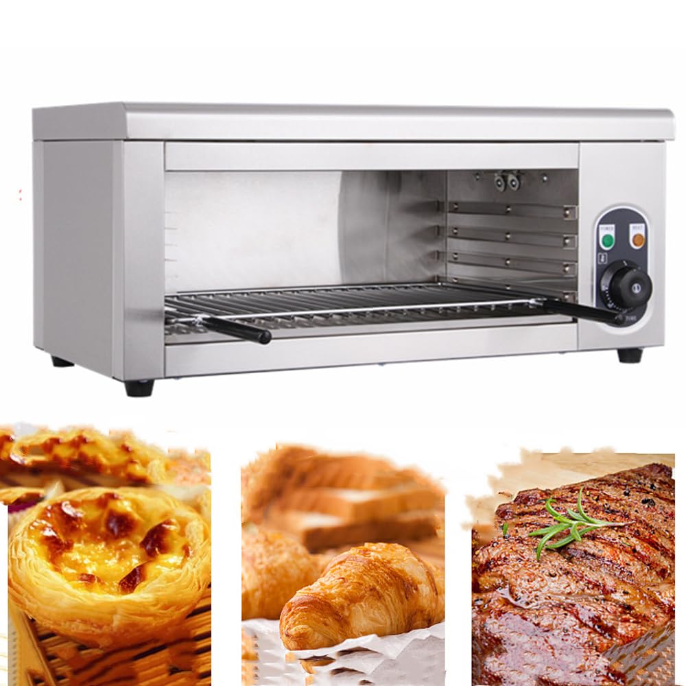 2000W Countertop Salamander Broiler, Commercial Electric Cheese Melter Cheesemelter Grill with 122-572°F Adjustable Temp & 4 Height, Cheesemelter Broiler, Stainless Steel Toaster Oven for Restaurant
