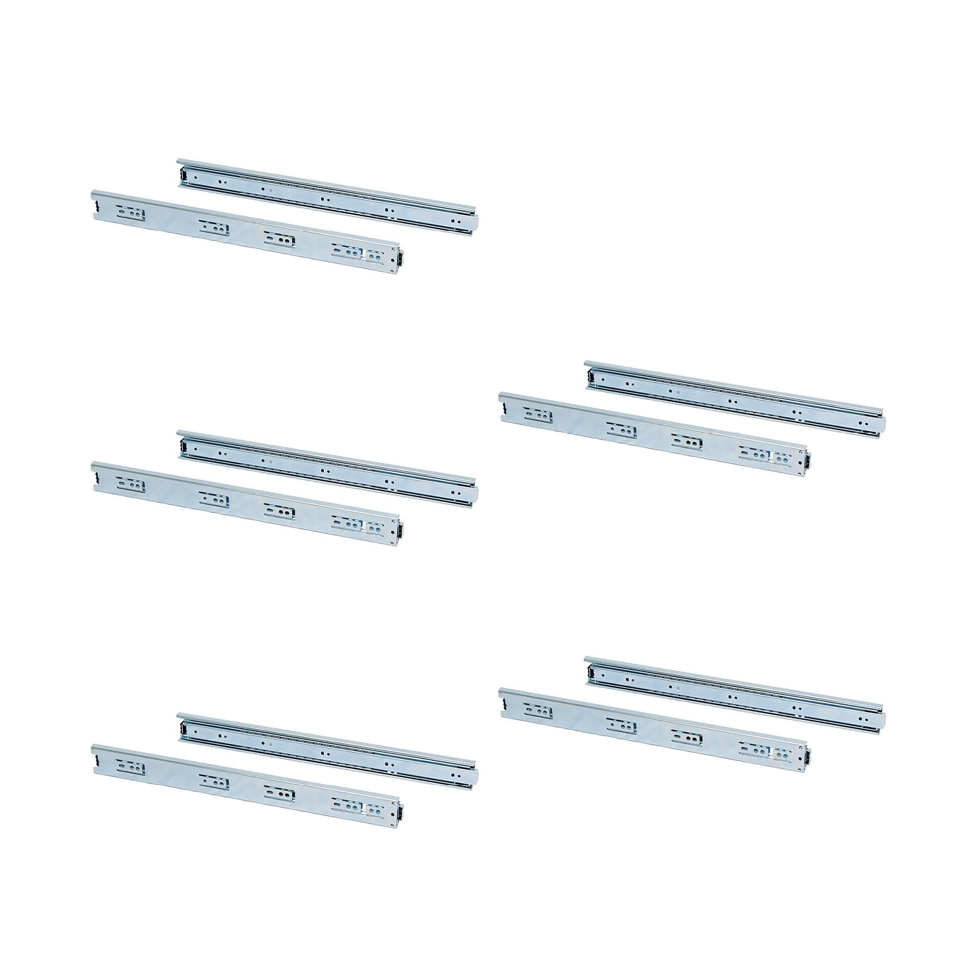 Emuca Schubladenführungen, Vollauszug mit Rollen 45 x 300 mm, Verzinktem, 5 Sets (10 Stück)