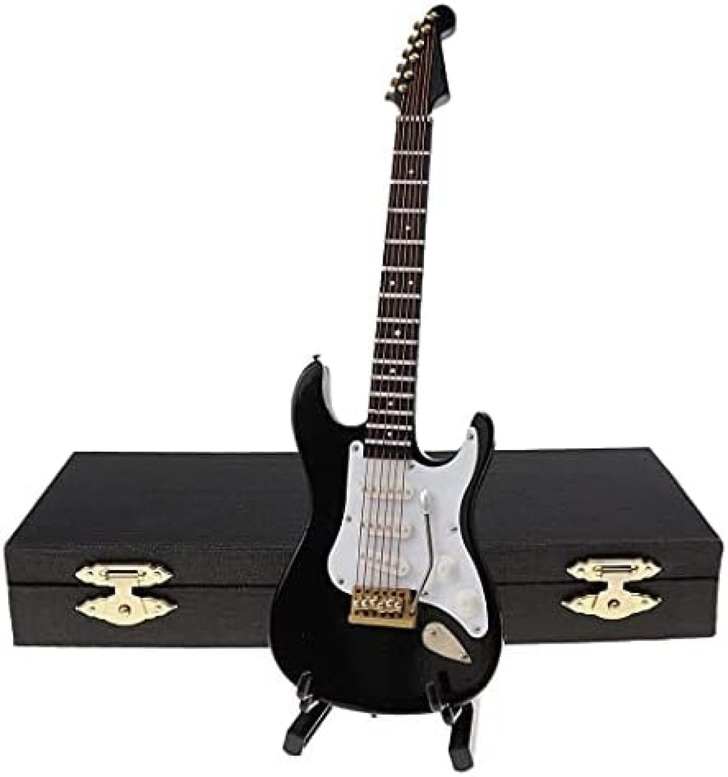 Miniaturowa Replika Gitary 3,94 "-mini Rockowa Gitara Elektryczna Drewniany Model Kolekcjonerskie Modele Instrumentów Muzycznych, Artware Otwieranie Prezentów Dekoracja Wnętrz, Ze Stojakiem I Etui