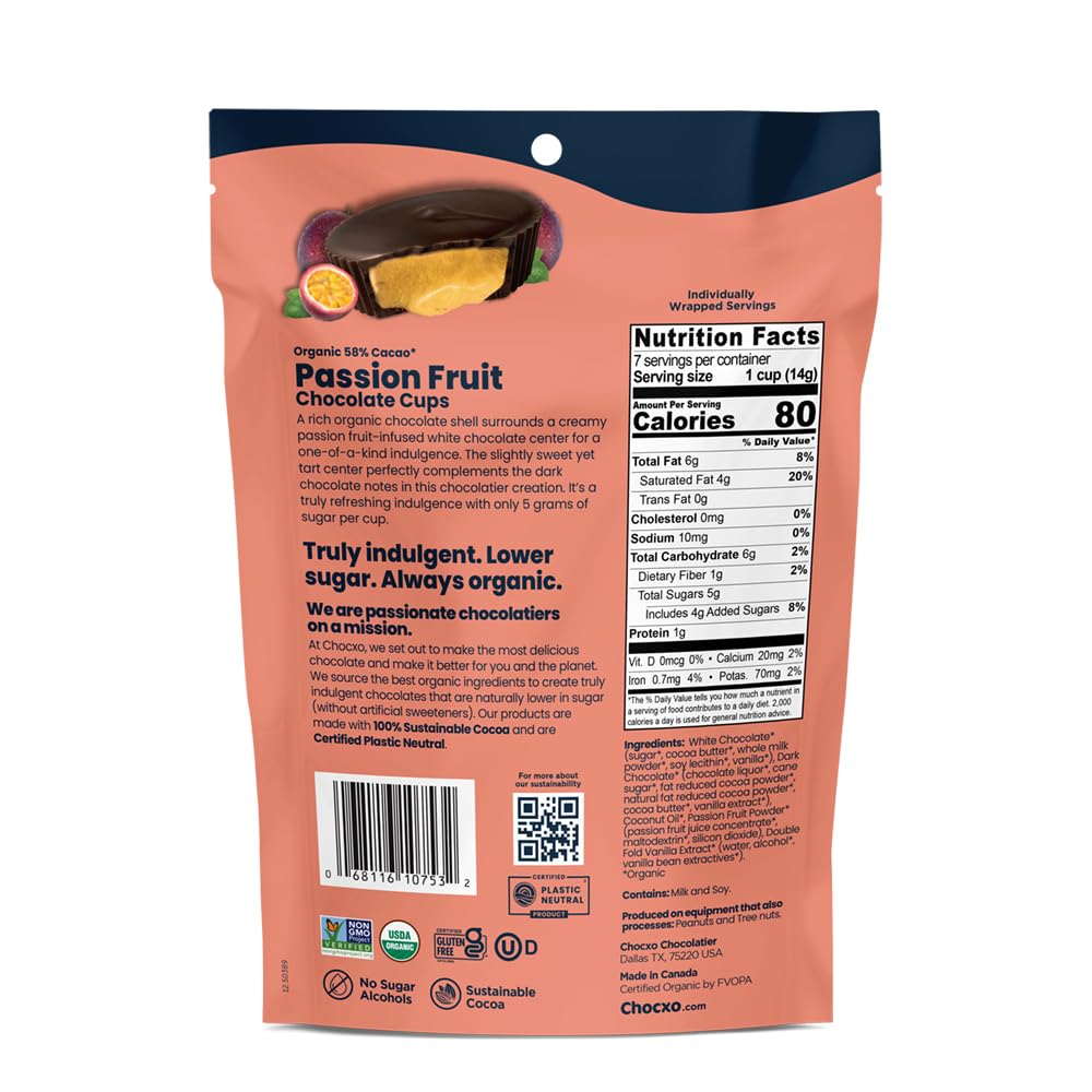 Chocxo, Cups Chocolate Milk Passion Fruit, 3.45 Ounce | Grocery