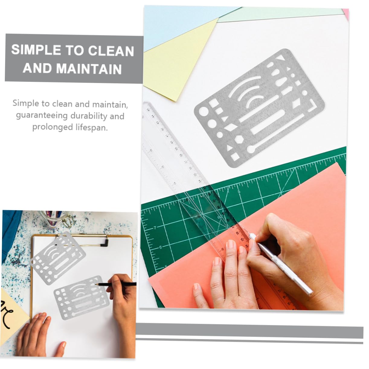 ERINGOGO Art Erasers for Drawing 6pcs Stainless Steel Erasing Shield Template Craft Erasing