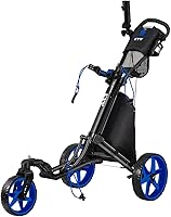 Vista 11 de KVV Carrito de golf de 3 ruedas con rueda delantera giratoria de 360º, se abre y cierra en UN segundo, incluye soporte para paraguas gratis