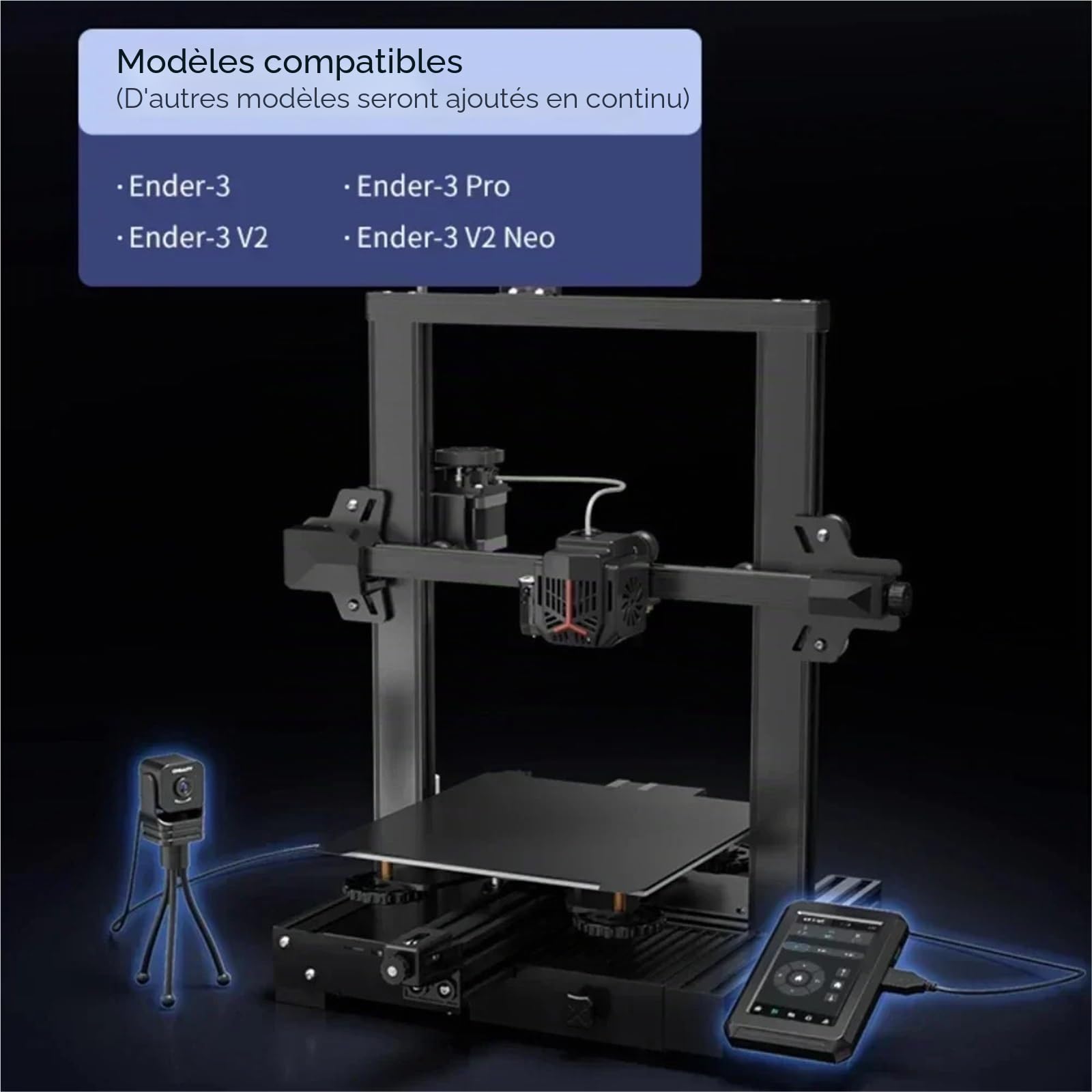 Compatible avec l'imprimante 3D Creality Ender 3/3 Pro/3 V2 Nebula Pad, écran tactile de 4,3 pouces avec caméra