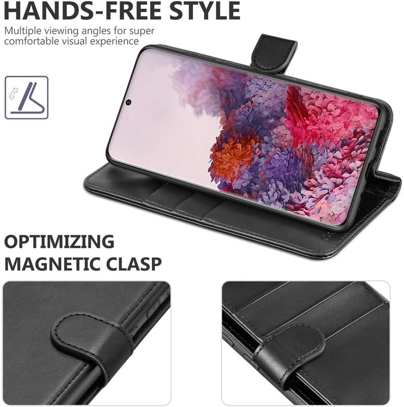 Image of ClickCase Dual Tone Vintage Series for Motorola Moto G05 Leather Wallet Flip Case Kick Stand Magnetic Closure Flip Cover for Motorola Moto G05 (Black)