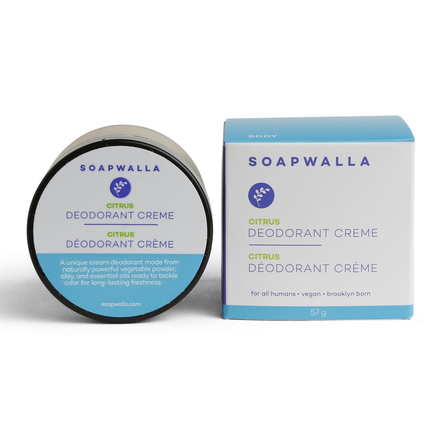 SoapwallaNatural Citrus Aluminum-Free Deodorant Cream | Vegan, Cruelty-Free, Clean Skincare (Full Size, 2 oz | 57 g)