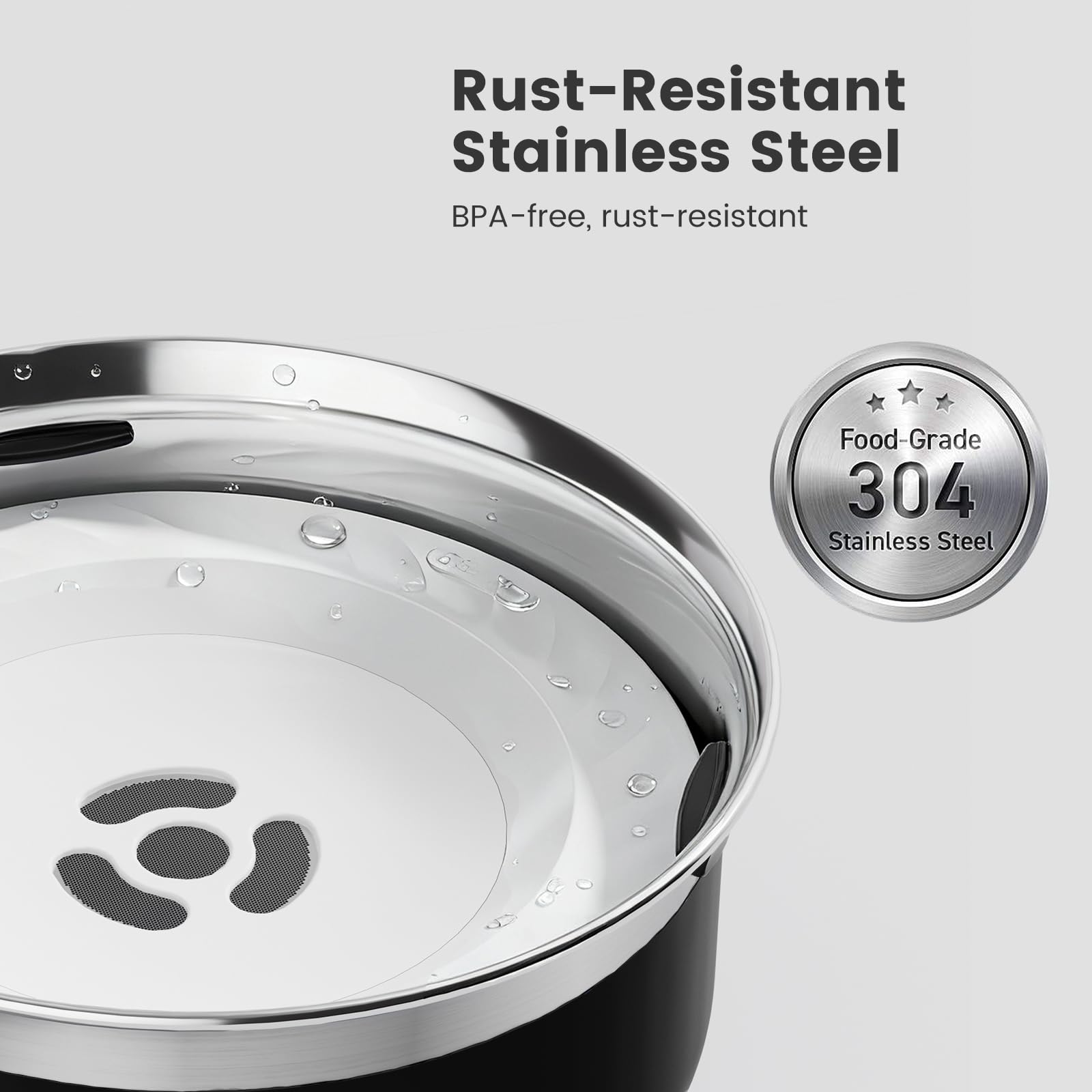 Gardner Pet Ciotola Acqua Cane Antigoccia, 2L Ciotola per Cani in Acciaio Inox a Prova di Fuoriuscite, Anti-Ingoio per Cani di Taglia Grande, Adatta per Interno ed Esterno, Previene Gocce, Nero