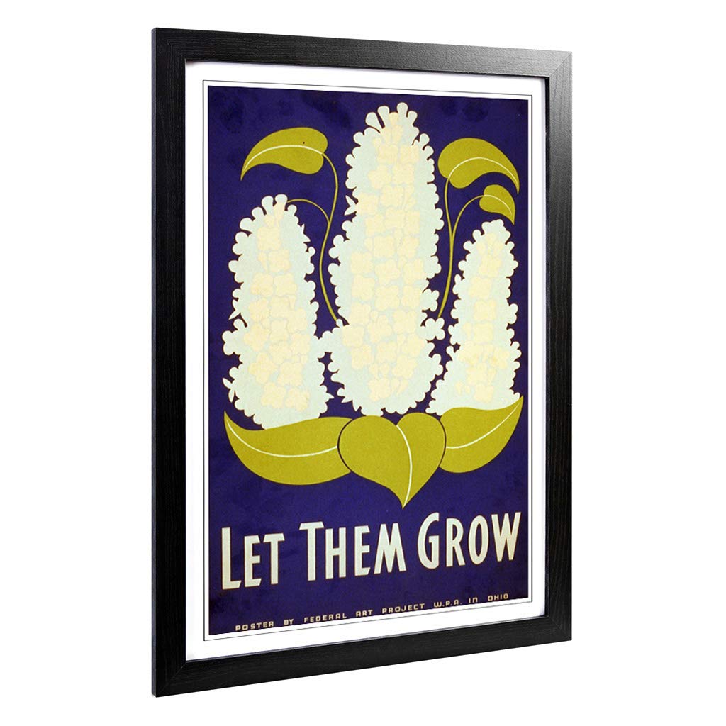 Big Box Art Framed Print of Vintage WPA Poster Let Them Grow Design | Wall Art Picture | Home Decor for Kitchen, Living Room, Bedroom, Hallway, Black, A2 / 24.5x18 Inch / 62x45cm