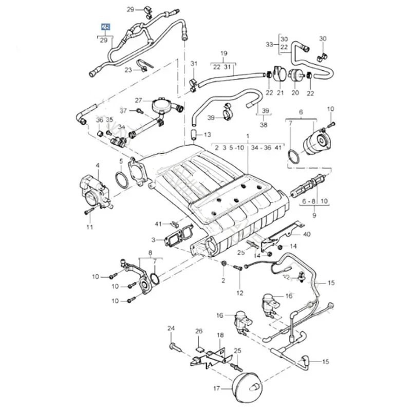 Manguera Gasolina Manguera de vacío de Freno 95511075000 Compatible con Porsche Cayenne 2003, 2004, 2005 y 2006 Manguito Turbo