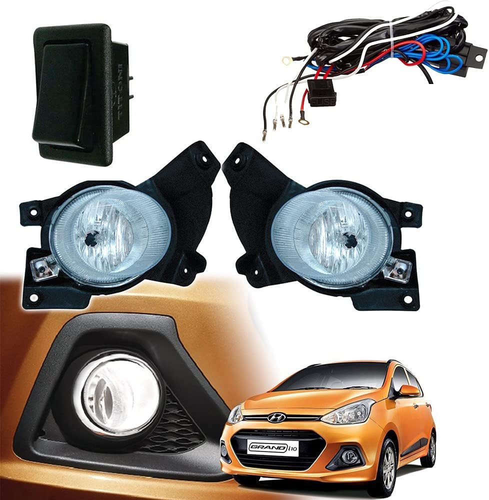 Auto Pearl Car Fog Lamp Lights With Wiring kit and Switch Compatible with- I10 Grand (Xtra Large, Set of 2)