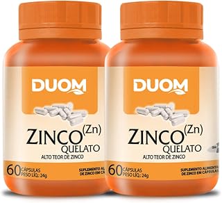Zinco (Zn) 60cps 400mg (1 ao dia) Duom | Kit 2 Frascos