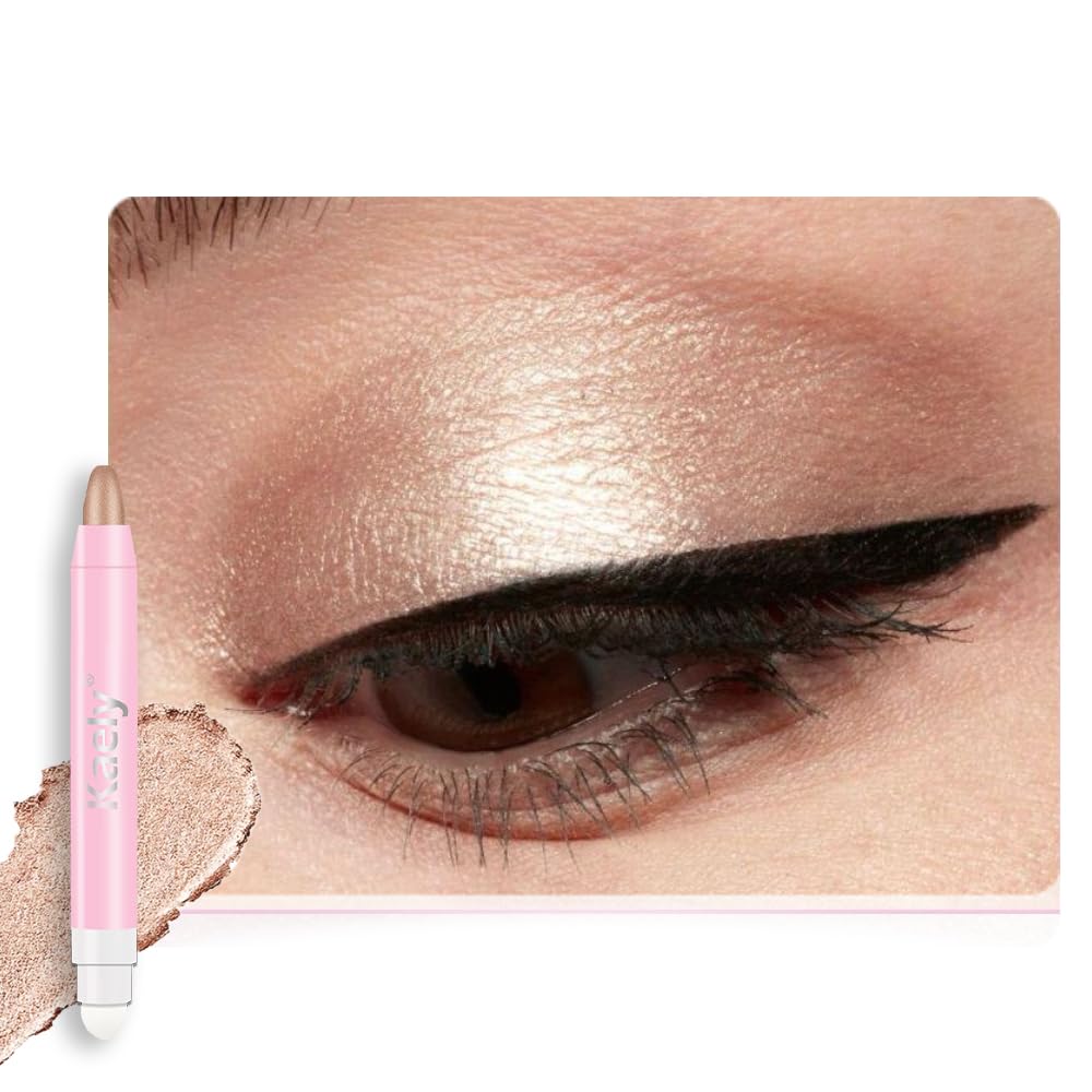 2in1 Shimmer Cream Eye Shadow Stick -Sand Shimmer, Eyeliner Pencil Eyeshadow Palette Makeup, Waterproof Long Lasting Brightener, Crease Proof & Smudge Resistant, Cream Eyeshadow with Built-in Smudger 2in1 Shimmer Cream Eye Shadow Stick -Sand Shimmer, Eyeliner Pencil Eyeshadow Palette Makeup, Waterproof Long Lasting Brightener, Crease Proof & Smudge Resistant, Cream Eyeshadow with Built-in Smudger