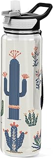 Kigai Cacti Water Bottle for Men Women with Straw and Lid 32 OZ BPA Free Tritan Water Bottle Leakproof Reusable Plastic Cup for Sports Gym and Outoor