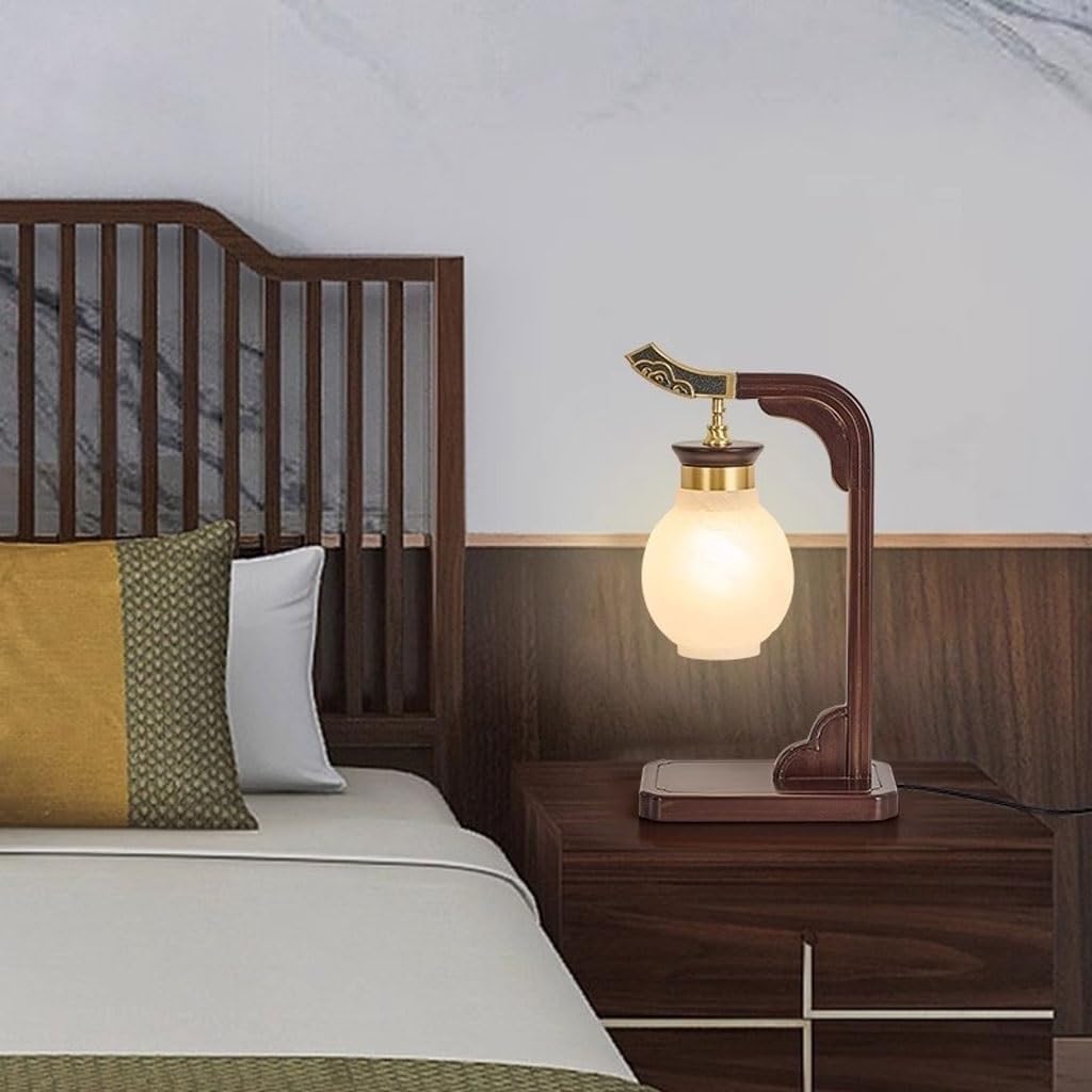 Lampa biurkowa chiński styl sypialnia nocna atmosfera stół herbaciarnia retro lite drewno dekoracyjne światło