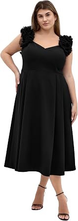 City Chic Womens Plus Size Dress - Roselyn Ruffle Tulle Midi