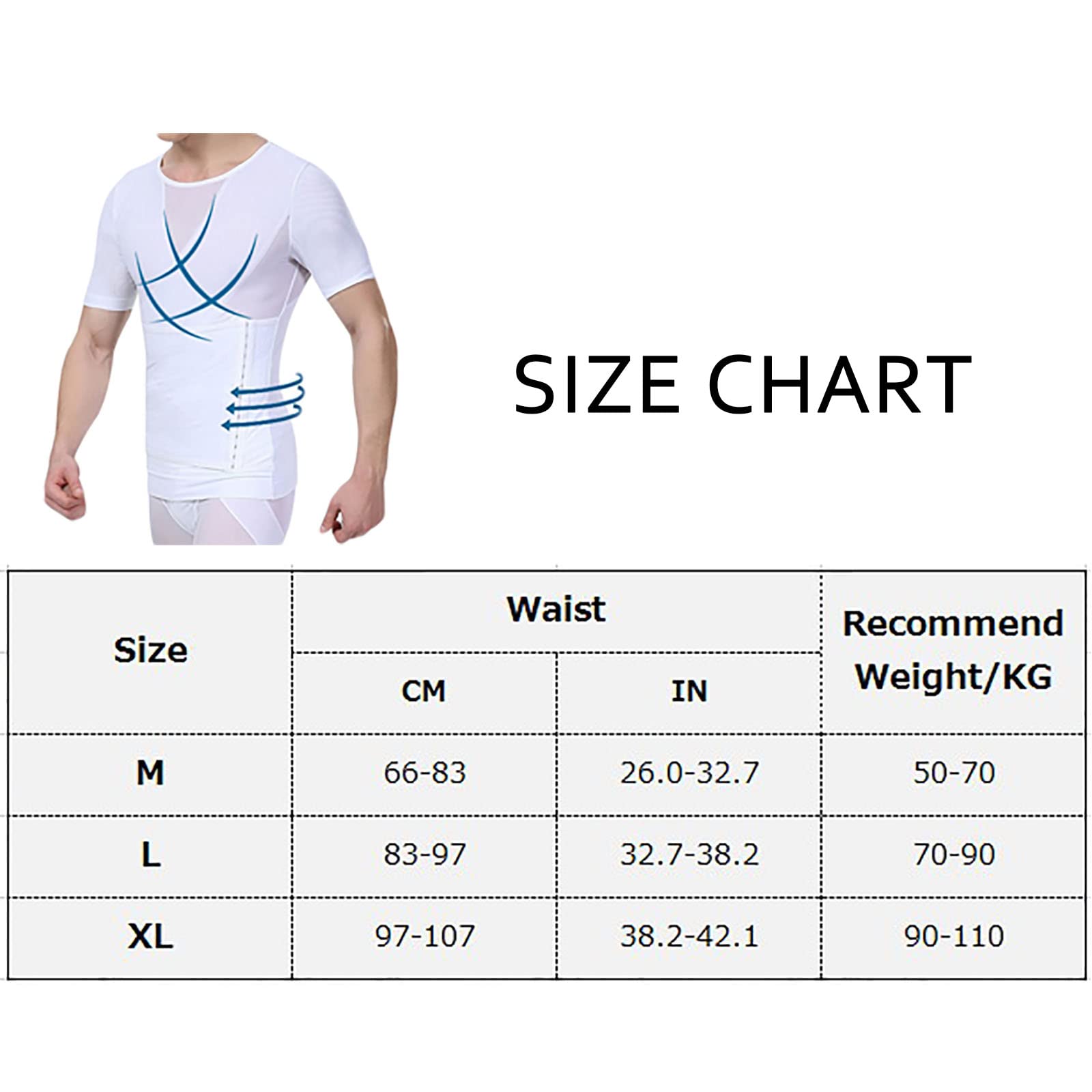 G&F Shapewear Herren Kompressionsshirt Figurformende Bauchweg Unterhemd Body Shaper für Männer(Size:L,Color:Schwarz)