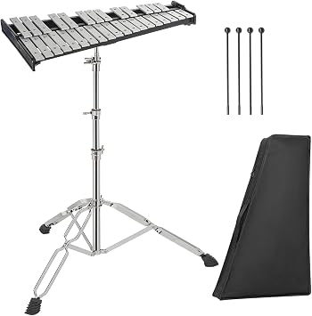 OUUTMEE 32-Note Foldable Glockenspiel Xylophone Bell Kit with Iron Base