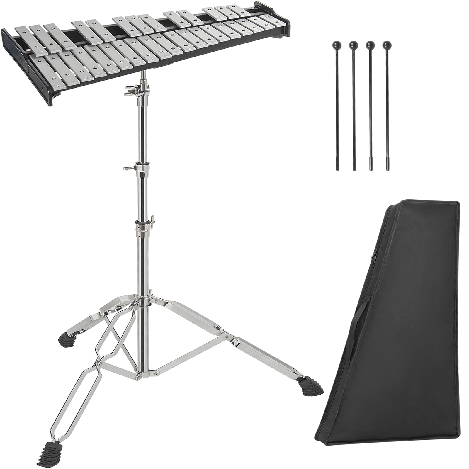 OUUTMEE Xylophone Glockenspiel à 32 Notes Pliable avec support Réglable en Hauteur, Glockenspiel avec 4 Maillets et Un Sac de Transport pour Enfants et Adultes, Instrument de Percussion Professionnel