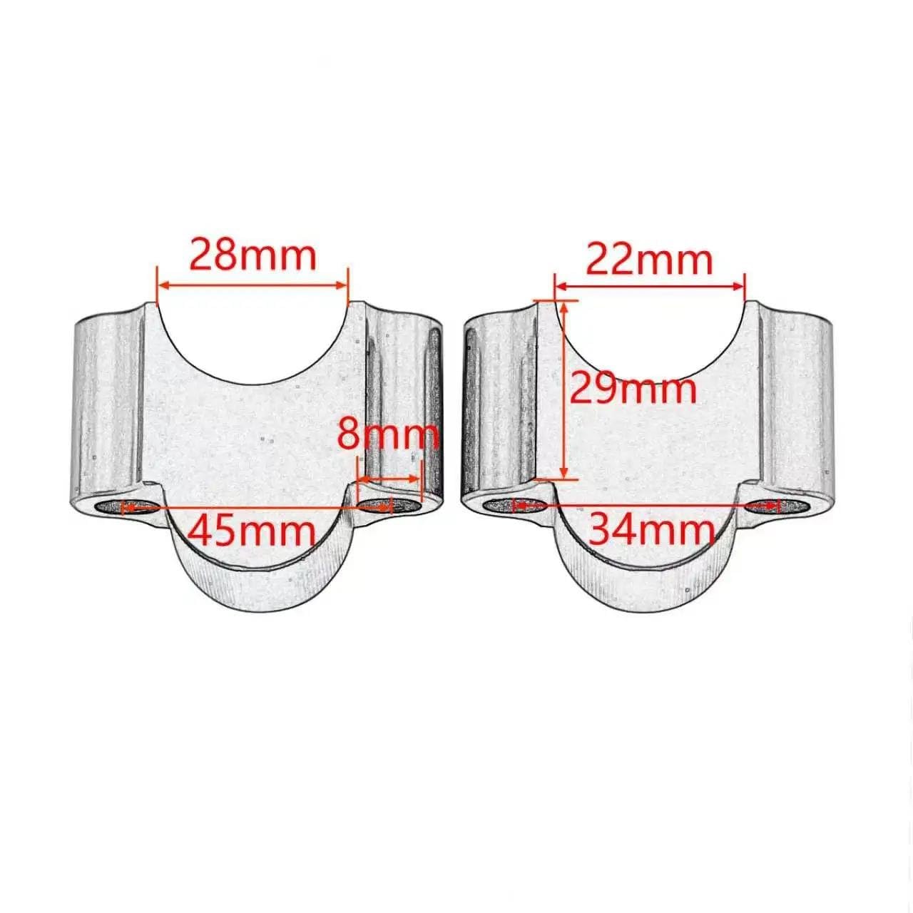 Pièces Moto Pour 22/28mm Universel Moto Guidon Riser Support De Montage Pince(22mm Black)