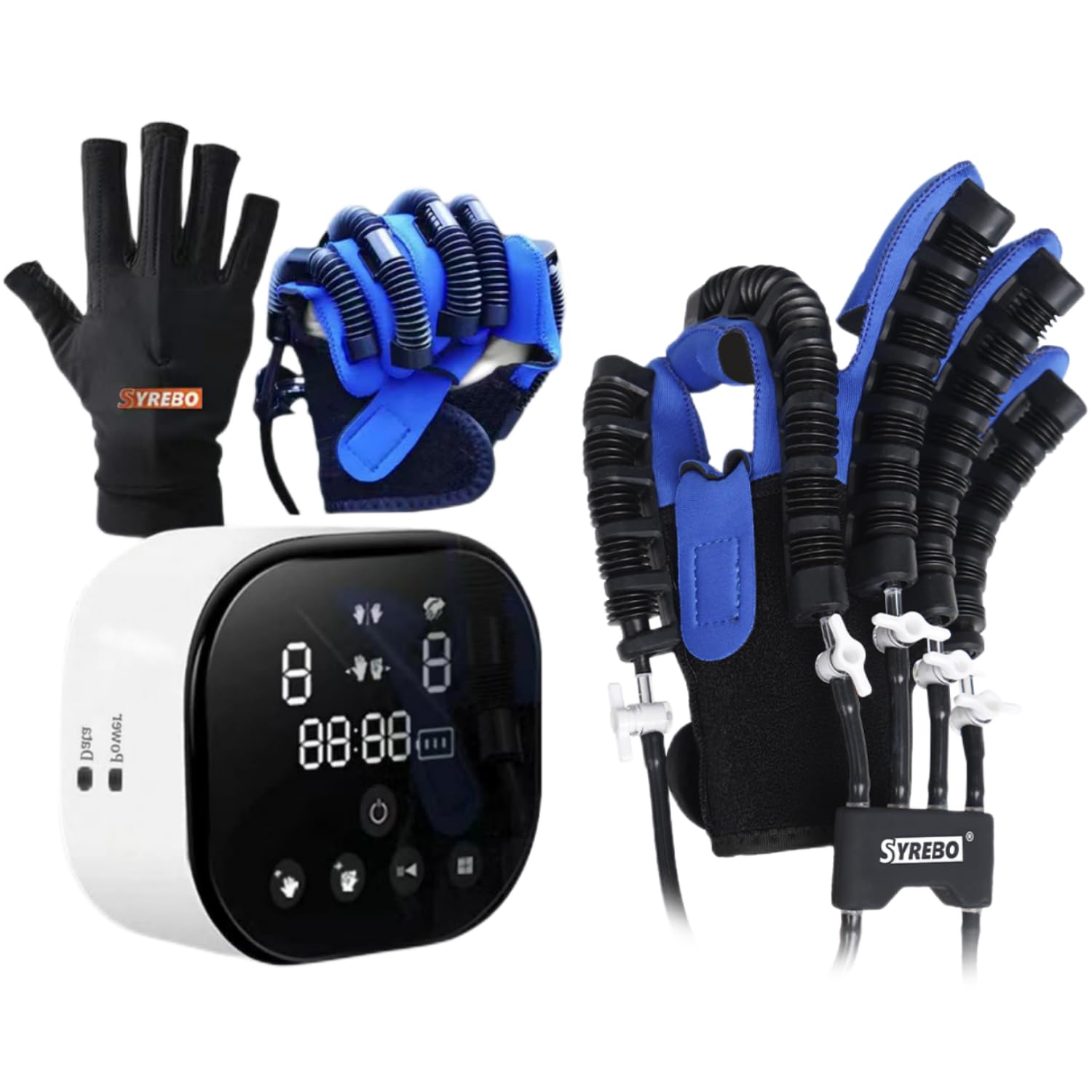 syrebo Rehabilitation Robot Gloves, C10 Model Hemiplegia Finger Rehabilitation Trainer Robot Gloves with Stronger Power and Adjustable Strength, Self-Training Stroke Recovery Equipment for Home Use