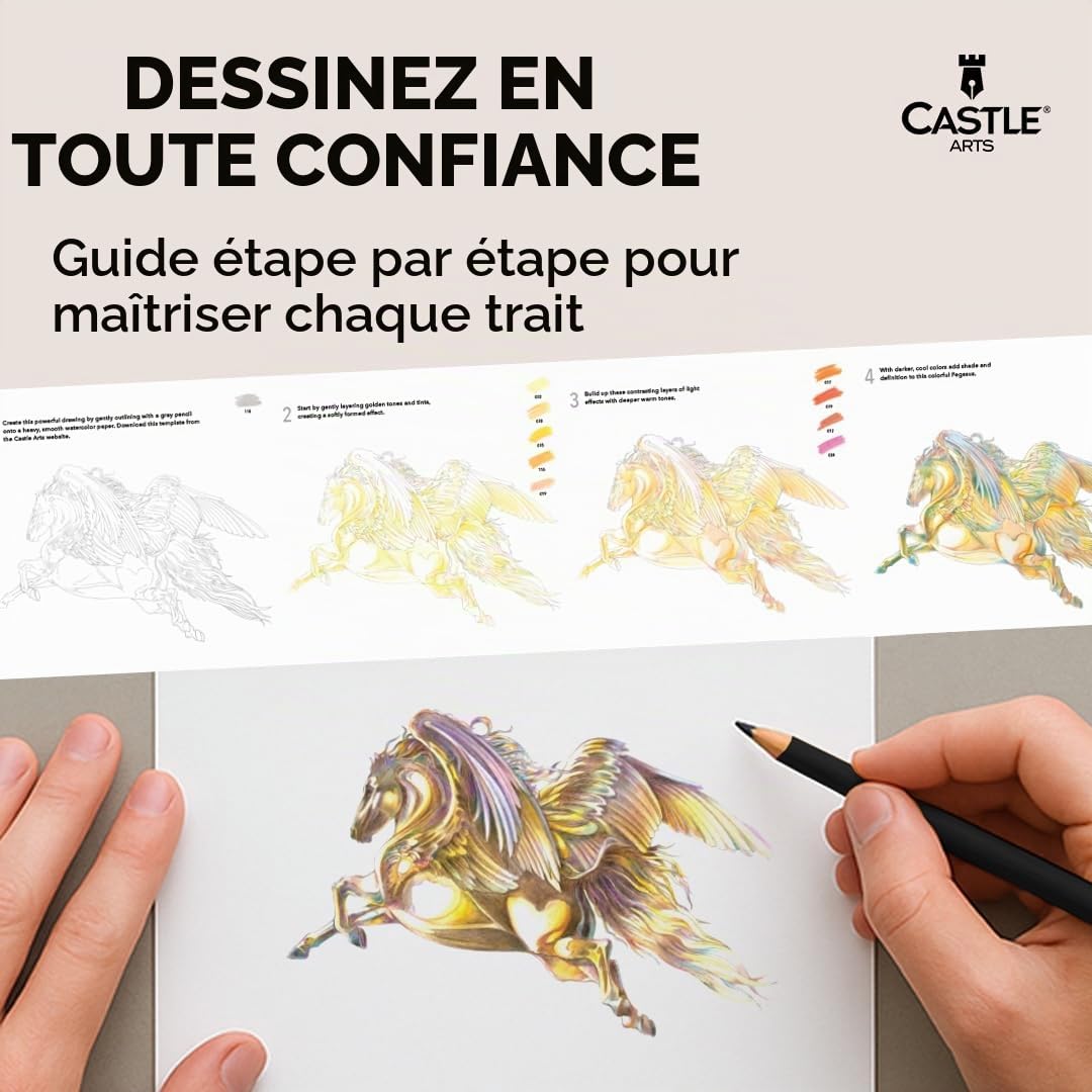 Castle Art Supplies Set de 120 Crayons Aquarellables pour Adultes - Extras